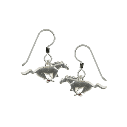 M039-SSFW Ford Mustang Pony French Wire Earrings