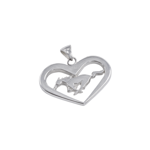 M053-SS Ford Mustang Pony Heart Pendant