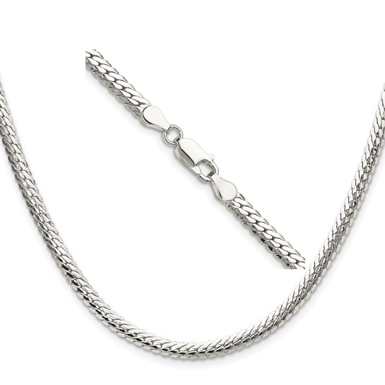 QDOF080 Sterling Silver Double Oval Flat Chain 4.1mm 18"
