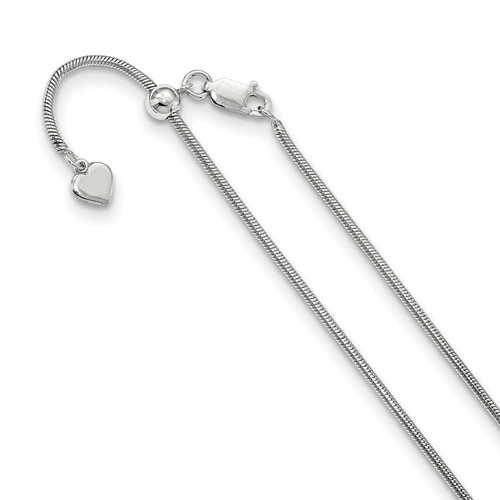 QFC19-22 Sterling Silver Adjustable Snake Chain 1.6mm - up to 22"