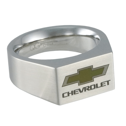 K188-BOW Chevy Bowtie Color Marked Signet Ring