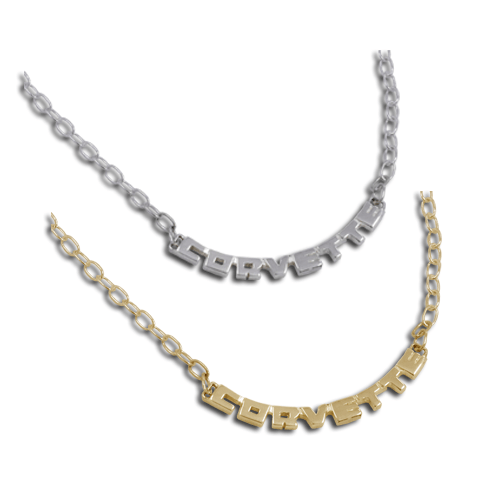 K245 Curved Word Corvette Necklace