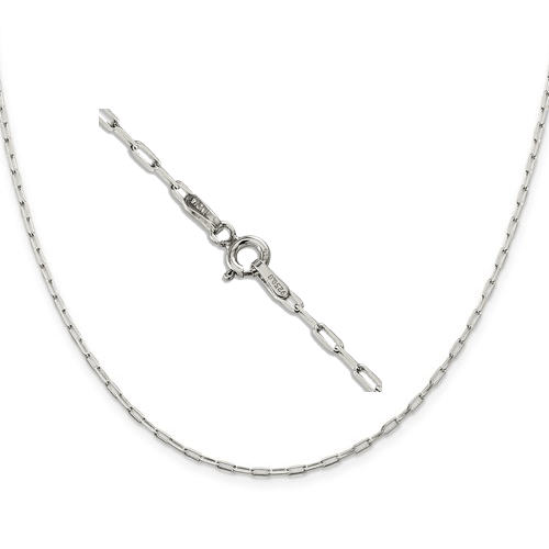 Q156 Sterling Silver Elongated Cable Link Chain 2mm