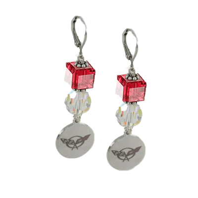 Lt Siam Crystal C5 Cube Earrings