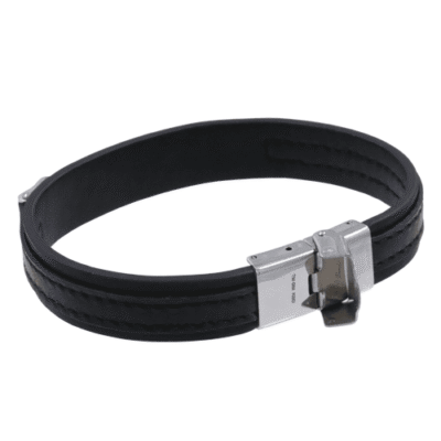 C8 Black Leather Bracelet