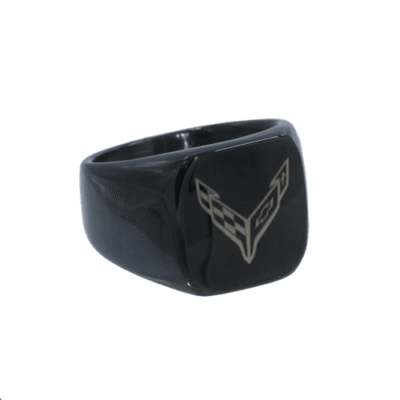 C8 Corvette black stainless ring