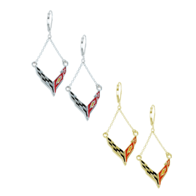 C8 Corvette leverback chain earrings
