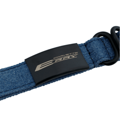 Closeup of denim bracelet