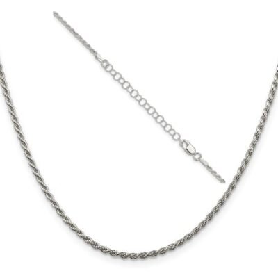 Sterling silver diamond cut rope with 2" extension