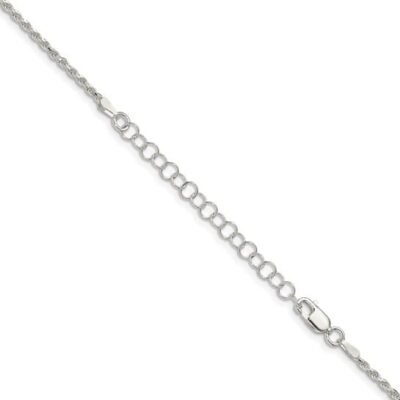 Sterling silver diamond cut rope with 2" extension