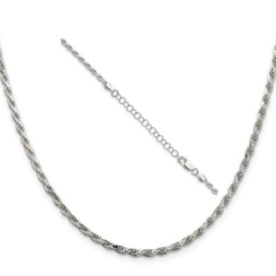 Sterling silver rope chain with extension