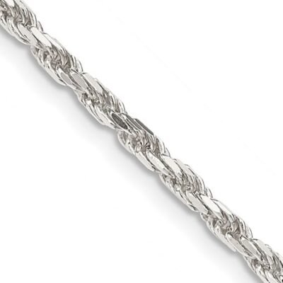 Sterling silver diamond cut rope chain