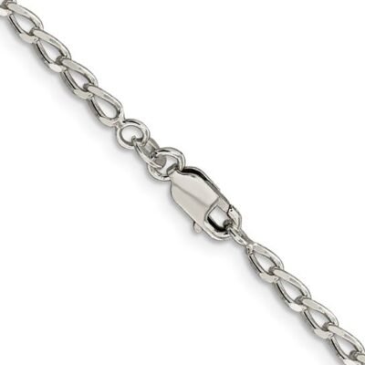 Sterling elongated link chain with lobster clasp
