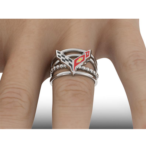 Ladies C8 Bead Ring on Finger