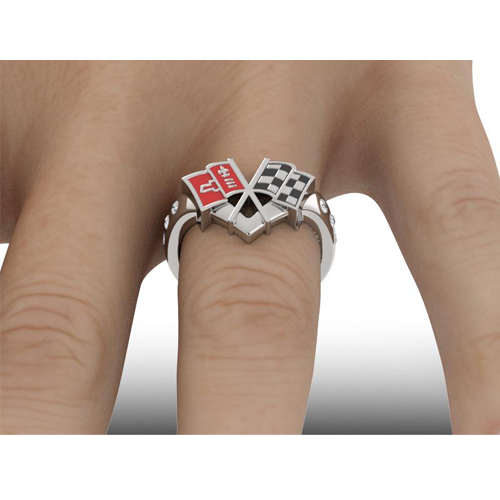 ladies C2 Corvette ring on finger