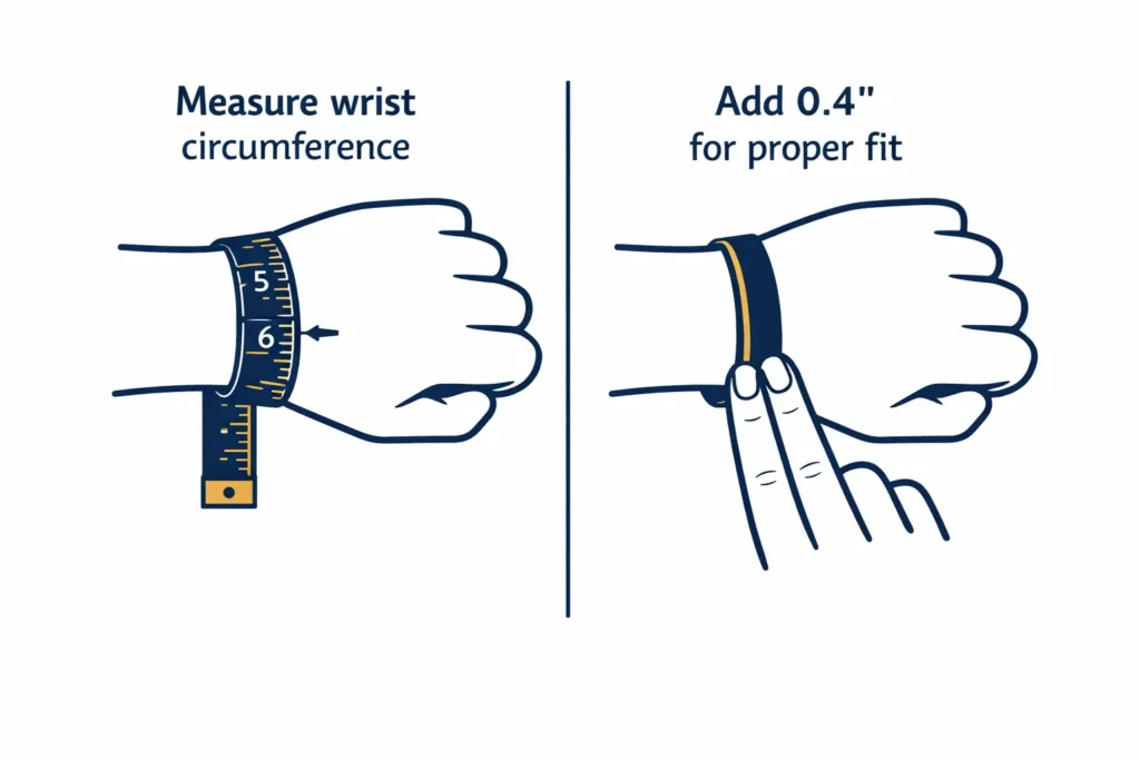 Wrist measurement with two finger rule