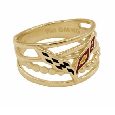 Ladies gold C7 Corvette ring